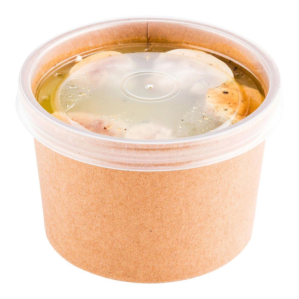 Bio Tek Round Bamboo Paper Soup Container Lid - Fits 26 and 32 oz - 200  count box
