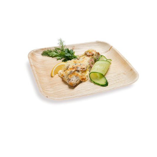 Indo Palm Leaf Biodegradable Square Plate 23.5 cm 100 count box