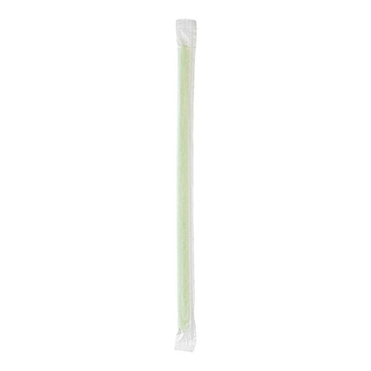 Basic Nature Green PLA Plastic Straw - Wrapped, Compostable - 8 1/4" - 2000 count box