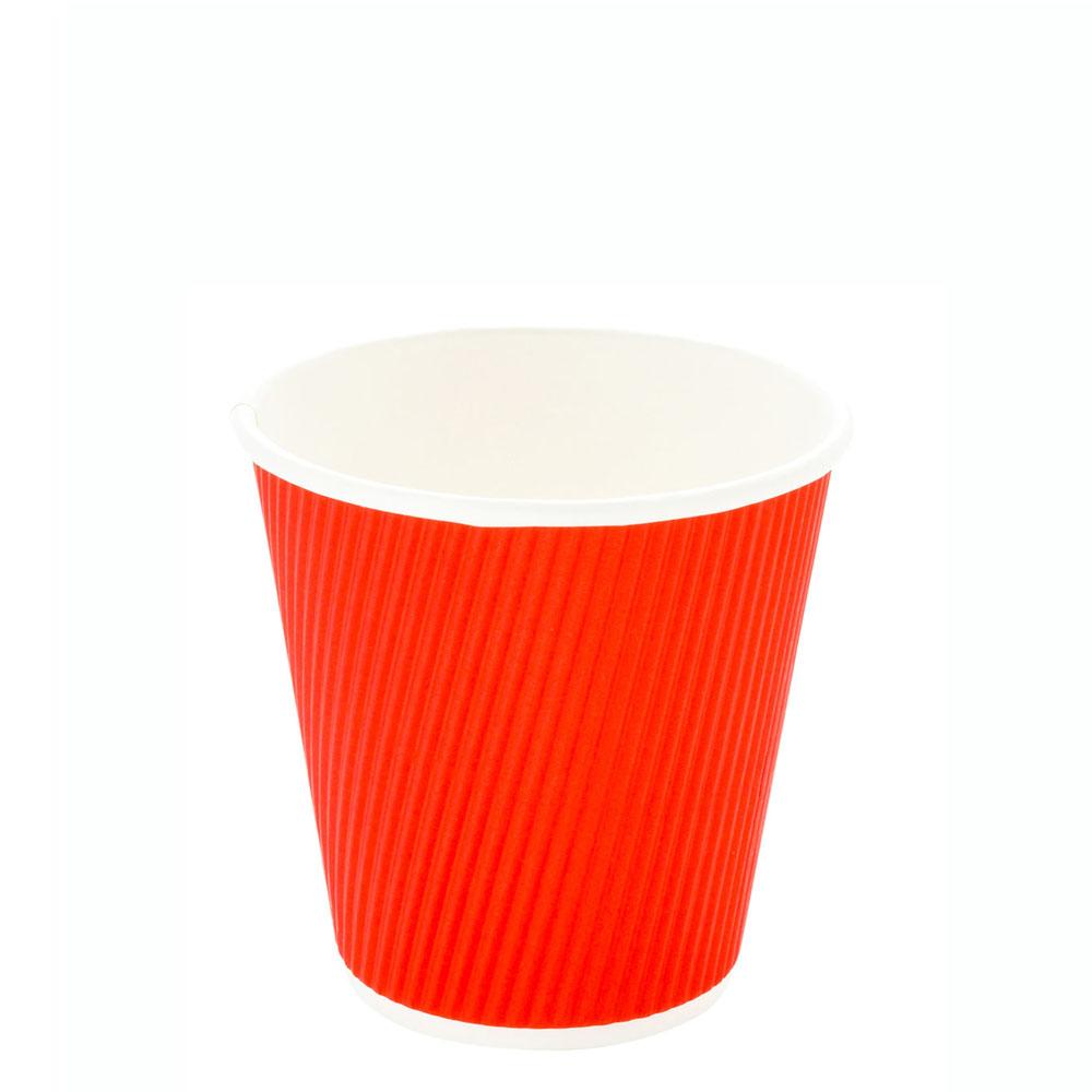 One Lid Three Sizes 8 ounces Red Disposable Ripple Wall Coffee and Tea Cup 500 count box