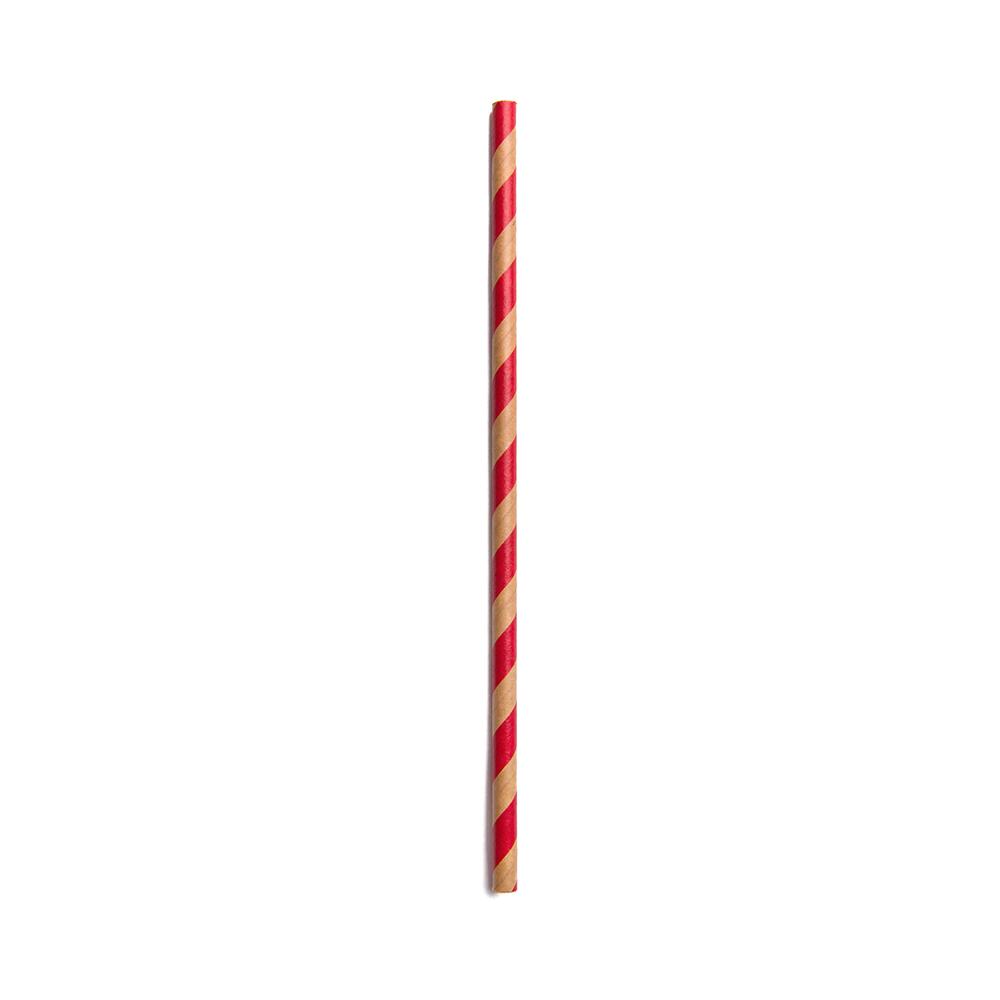 Sustainable Paper Straws Spirals Craft Brown and Red 19.69 cm 100 count box