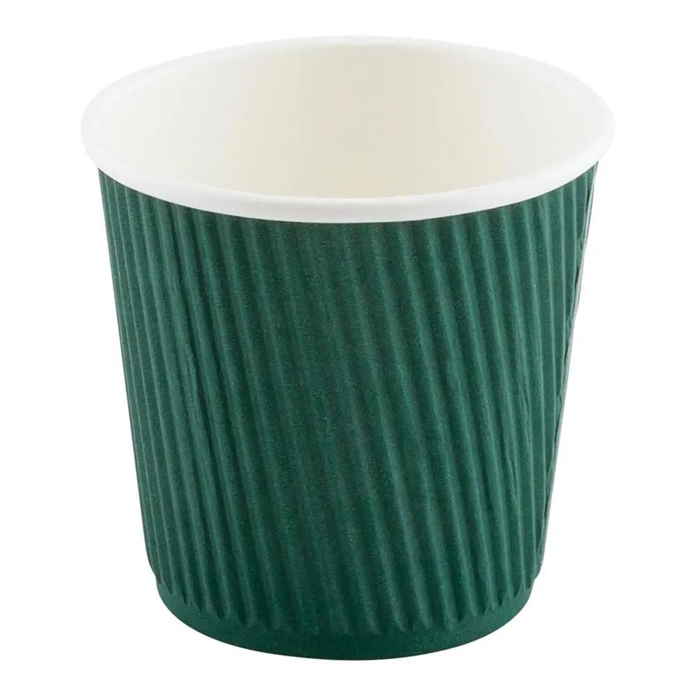 4 oz Forest Green Paper Coffee Cup - Ripple Wall - 2 1/2" x 2 1/2" x 2 1/4" - 500 count boxwww.ecoware.ae                               