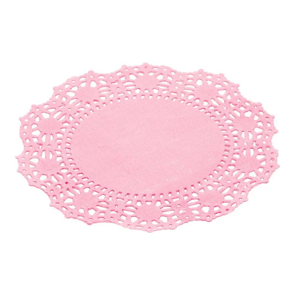Pastry Tek Pink Paper Doilies - Lace - 4" x 4" - 100 count box - www.ecoware.ae                               
