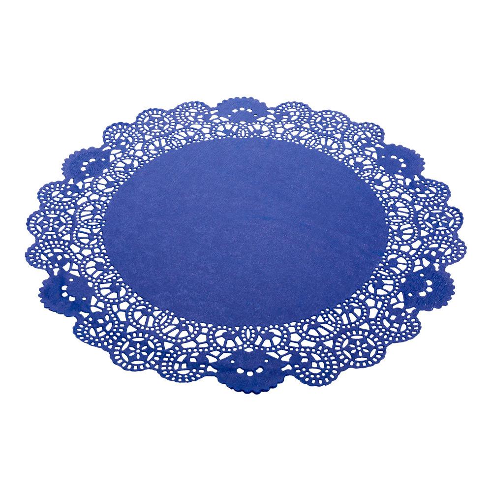 Pastry Tek Navy Blue Paper Doilies - Lace - 12" x 12" - 100 count boxwww.ecoware.ae                               