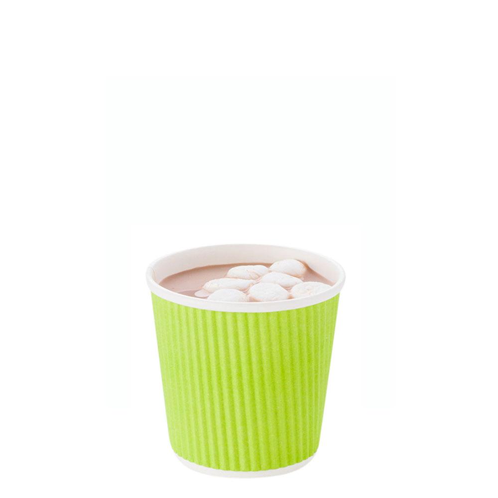 4 oz Eco Green Paper Coffee Cup - Ripple Wall - 2 1/2" x 2 1/2" x 2 1/4" - 500 count box - www.ecoware.ae                               