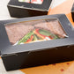 Cafe Vision 71 oz Black Paper Large Take Out Container - Hinge Lock - 8 3/4" x 6 1/2" x 2 1/2" - 200 count box