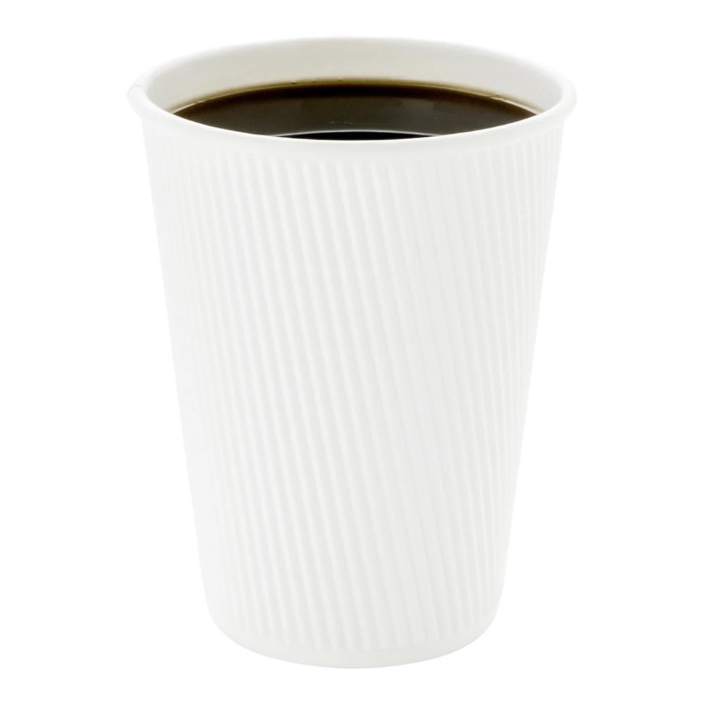 One Lid Three Sizes 12 ounces White Disposable Ripple Wall Coffee and Tea Cup 500 count box