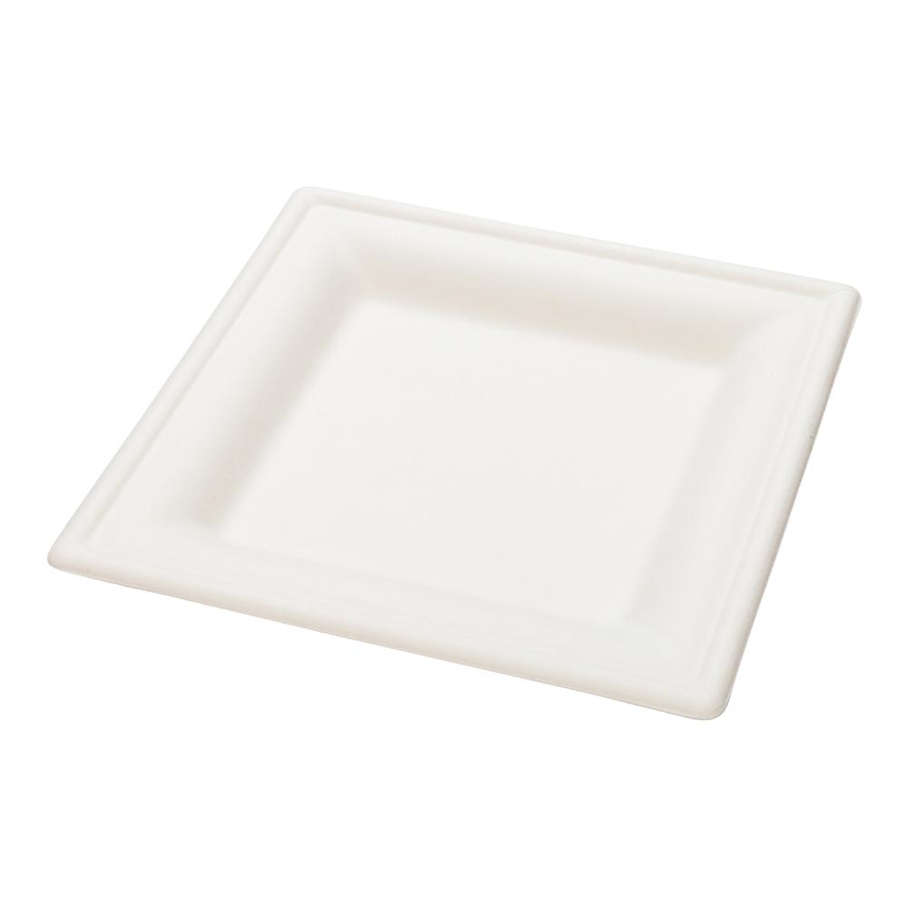 Collezione Pulpa Bagasse Small Square Plate 15.24 cm 100 count box