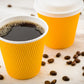 8 oz Yellow Paper Coffee Cup - Ripple Wall - 3 1/2" x 3 1/2" x 3 1/4" - 500 count boxwww.ecoware.ae                               