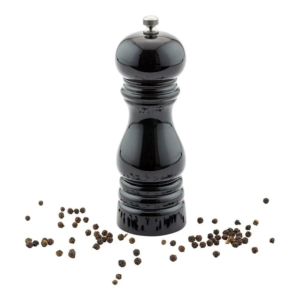 Classic French  Black Wood Pepper Mill - High Gloss - 2" x 2" x 6" - 1 count box - www.ecoware.ae                               