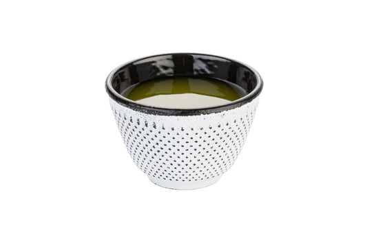 Tetsubin 4 oz White Cast Iron Tea Cup - Hobnail - 3" x 3" x 3 1/4" - 2 count box