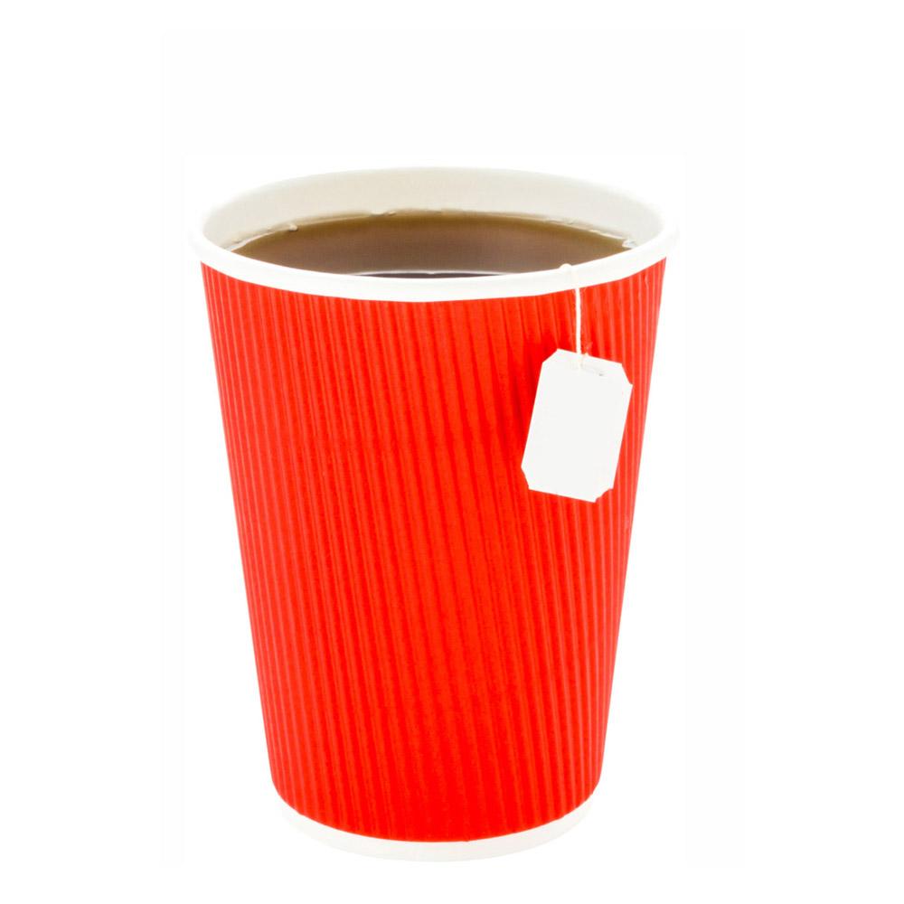 One Lid Three Sizes 12 ounces Red Disposable Ripple Wall Coffee and Tea Cup 500 count box
