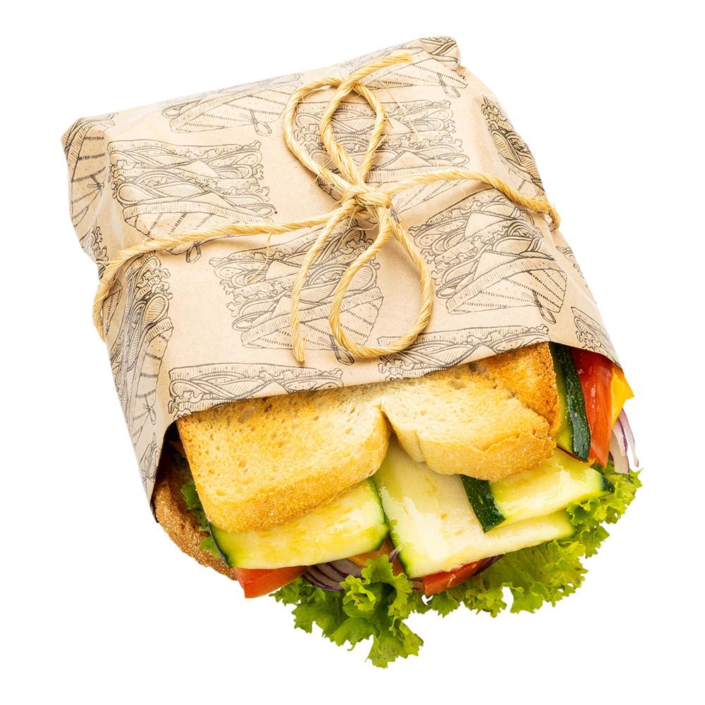 Kraft Paper Sandwich Wrap and Fry Basket Liner - Triple Decker, Greaseproof - 12" x 12" - 500 count box - www.ecoware.ae                               