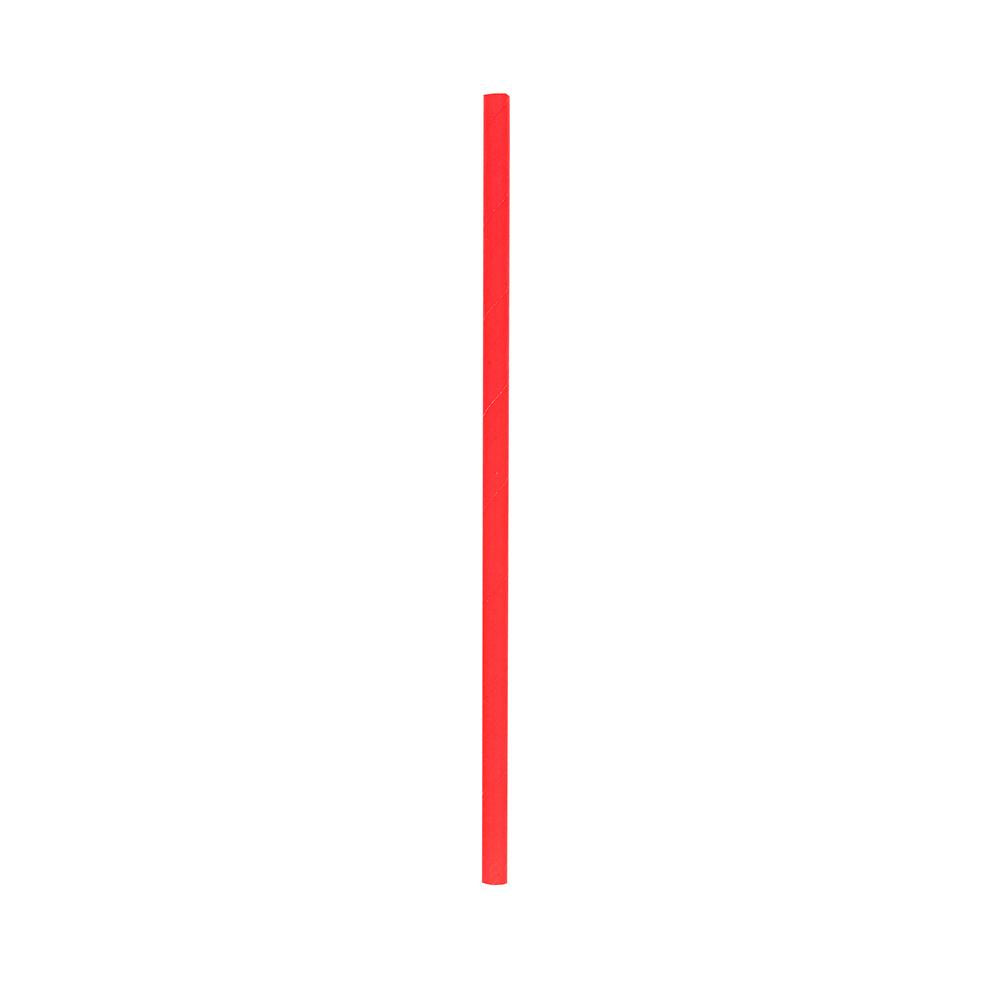Red Paper Straw - Biodegradable, 6mm - 7 3/4" - 100 count box