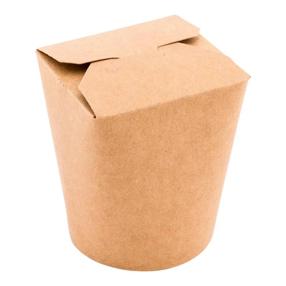 Bio Tek 16 oz Round Kraft Paper Round Noodle Take Out Container - 3 1/4" x 3" x 4" - 200 count box