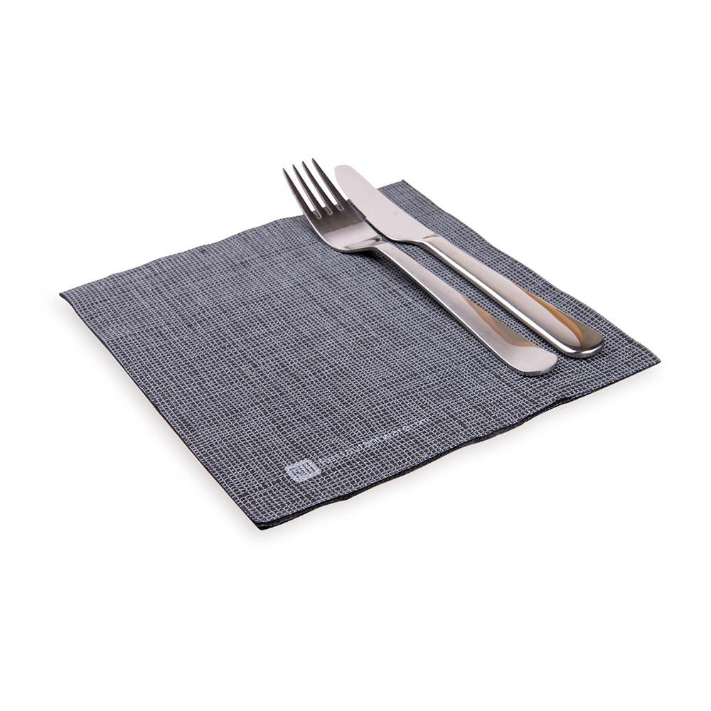Luxenap Micropoint 2 Ply Disposable Napkins in Black with White Threads 40.64 cm 1800 count box