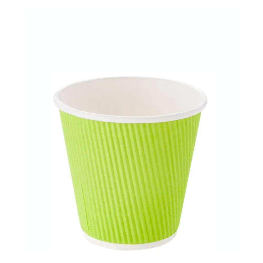 8 oz Eco Green Paper Coffee Cup - Ripple Wall - 3 1/2" x 3 1/2" x 3 1/4" - 500 count box