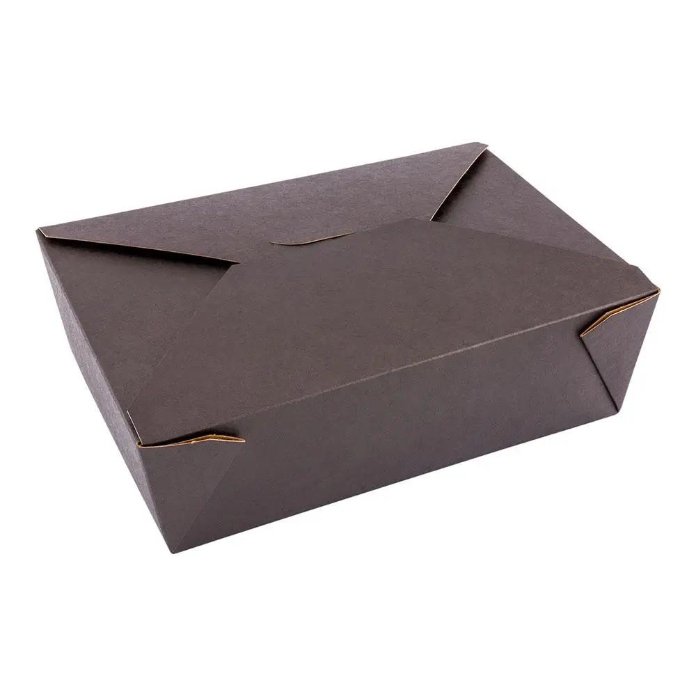 Bio Tek 71 oz Rectangle Black Paper #3 Bio Box Take Out Container - 8 1/2" x 6 1/4" x 2 1/2" - 200 count box