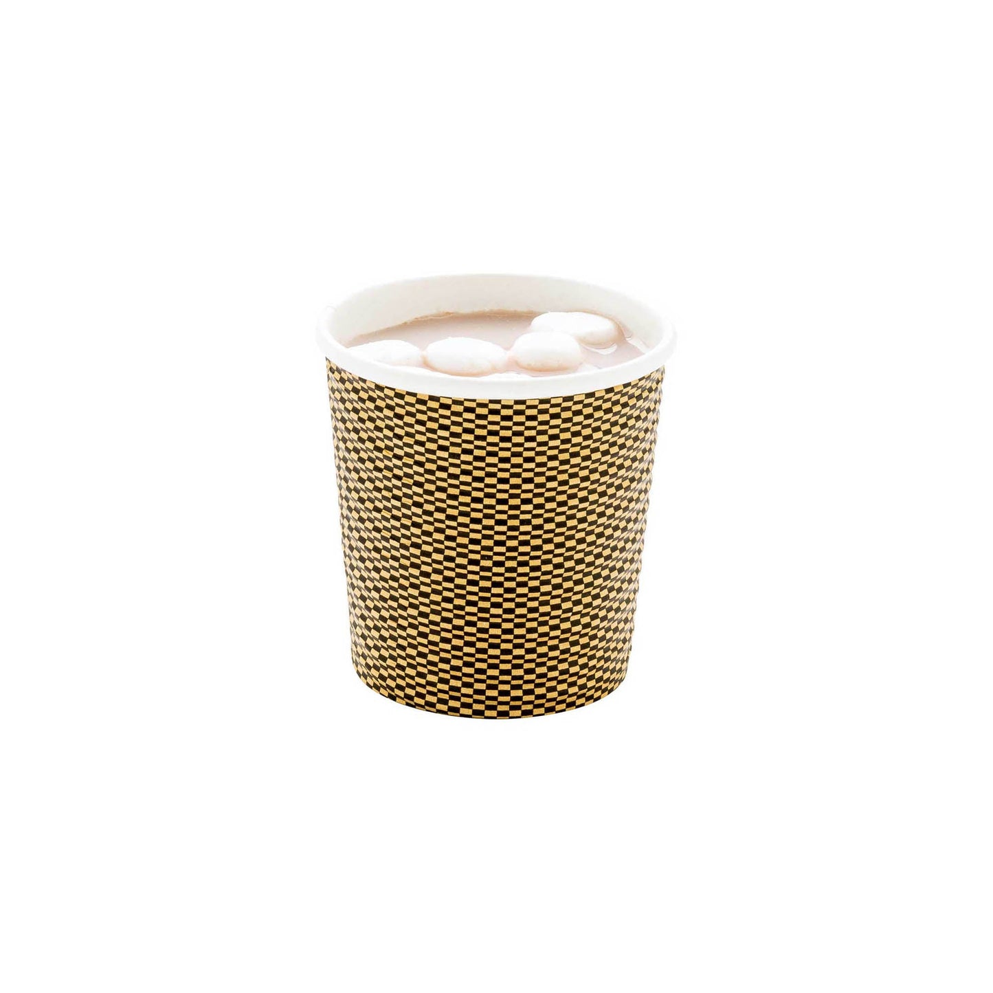 4 oz Mocha Pin Check Paper Coffee Cup - Spiral Wall - 2 1/2" x 2 1/2" x 2 1/4" - 500 count box
