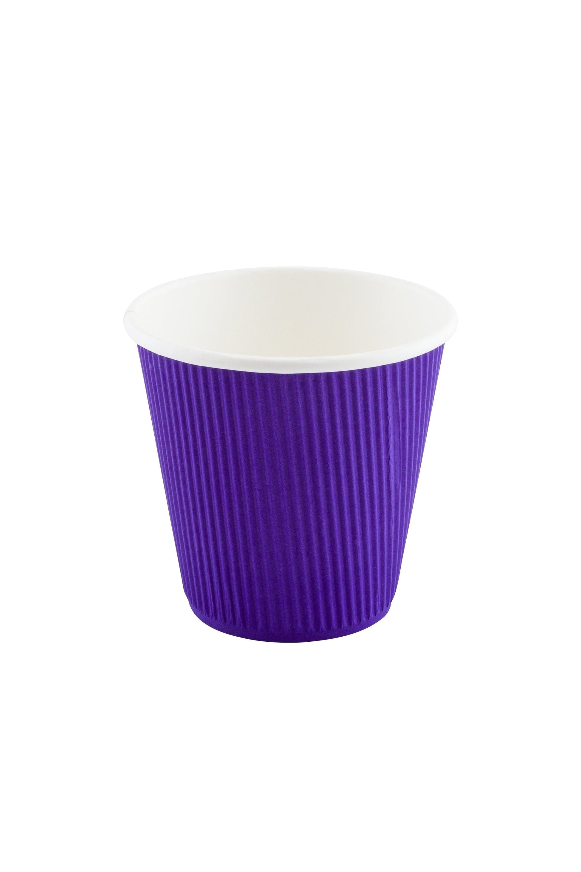 8 oz Royal Purple Paper Coffee Cup - Ripple Wall - 3 1/2" x 3 1/2" x 3 1/4" - 500 count boxwww.ecoware.ae                               