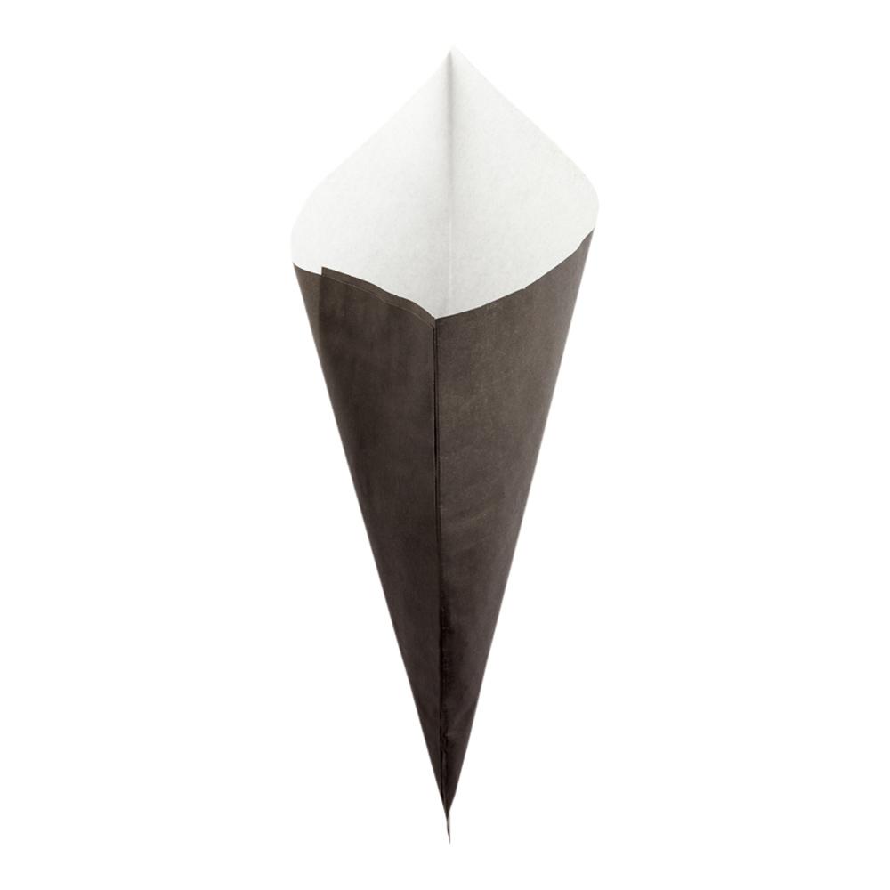 Cone Tek Black Paper Food Cone - Greaseproof - 8" x 8" - 100 count box