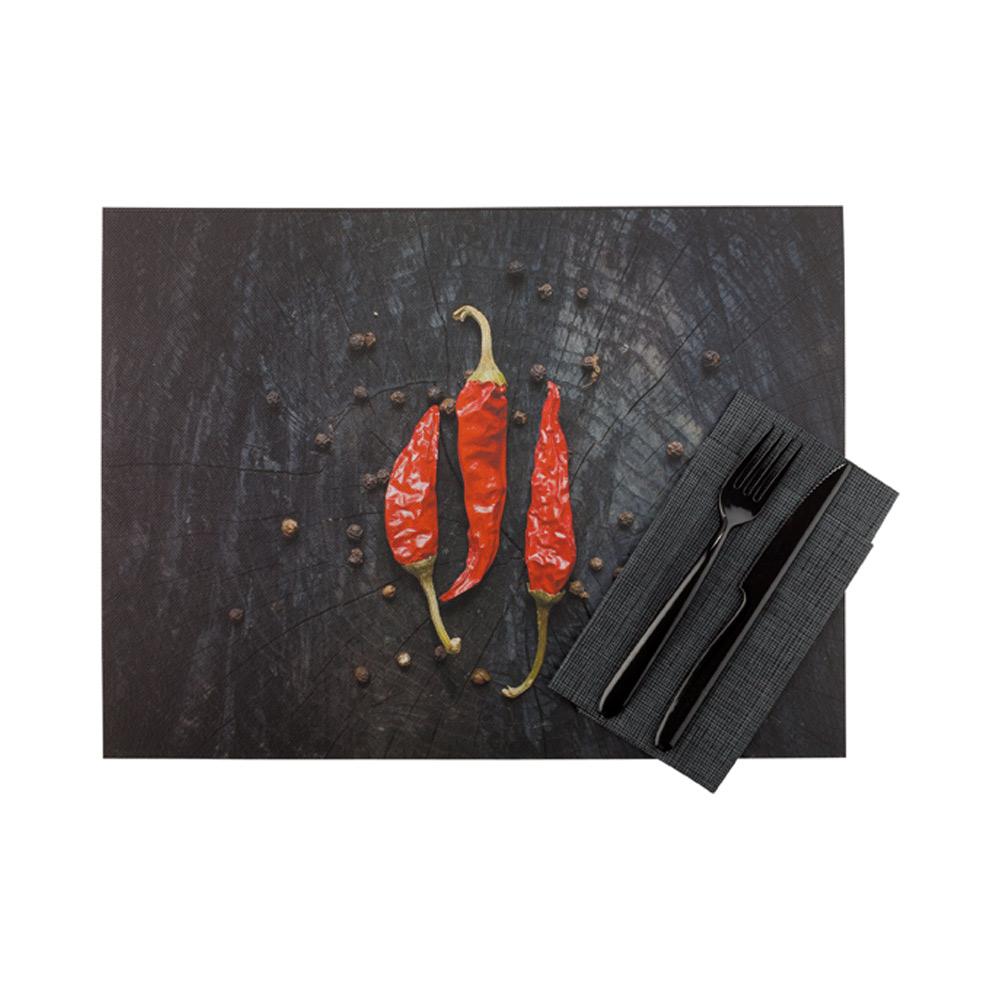 Hot Chilly Print Semi Disposable Placemats 40.64 cm 10 Uses 12 count