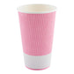 16 oz Light Pink Paper Coffee Cup - Ripple Wall - 3 1/2" x 3 1/2" x 5 1/2" - 500 count boxwww.ecoware.ae                               