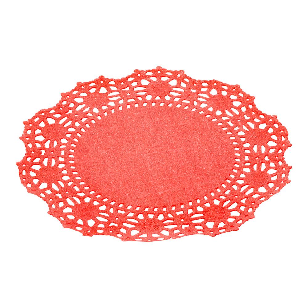 Pastry Tek Red Paper Doilies - Lace - 4" x 4" - 100 count box - www.ecoware.ae                               