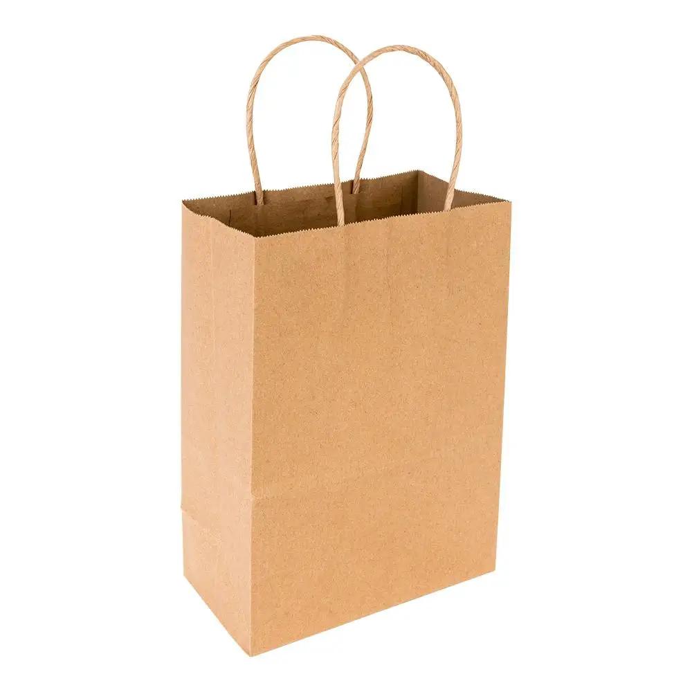Saving Nature Kraft Paper Small Shopping Bag - 6" x 3 1/4" x 8 1/4" - 100 count box