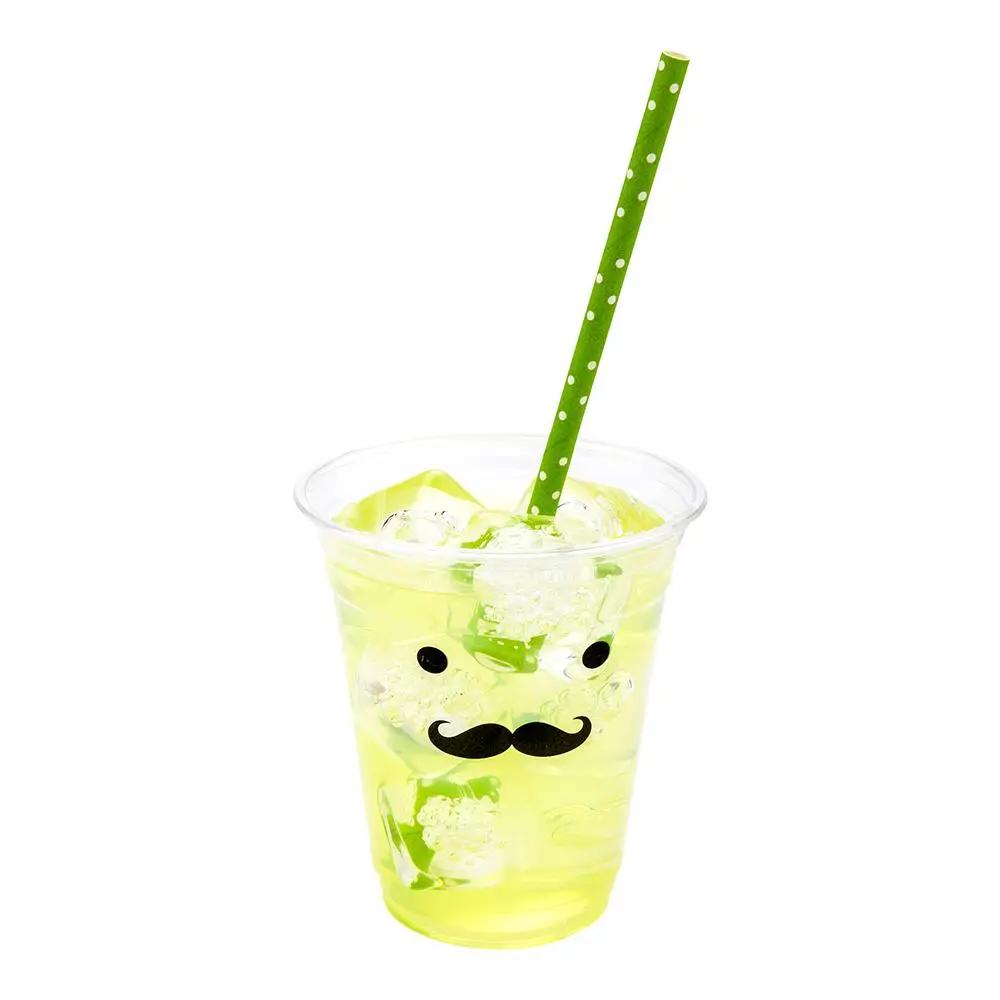 Lime Green Paper Straw - Polka Dots, Biodegradable, 6mm - 7 3/4" - 100 count box - www.ecoware.ae                               