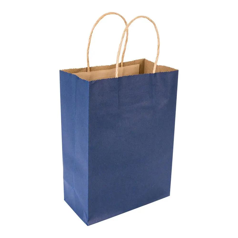 Saving Nature Dark Blue Paper Large Shopping Bag - 16" x 9 3/4" x 17 1/4" - 100 count box