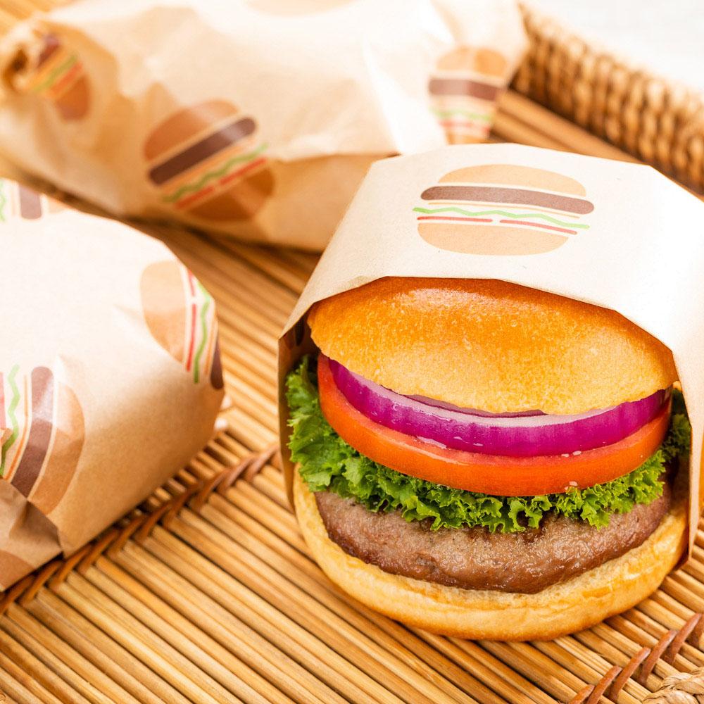 Kraft Paper Food Wrap and Fry Basket Liner - Mini Burger, Greaseproof - 12" x 12" - 500 count box