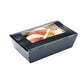 Cafe Vision 21 oz Black Paper Small Take Out Container - Hinge Lock - 6 1/4" x 4" x 1 3/4" - 200 count box