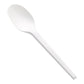 Basic Nature White CPLA Plastic Spoon - Heat-Resistant, Compostable - 6 1/2" x 1 1/4" x 1/2" - 250 count box