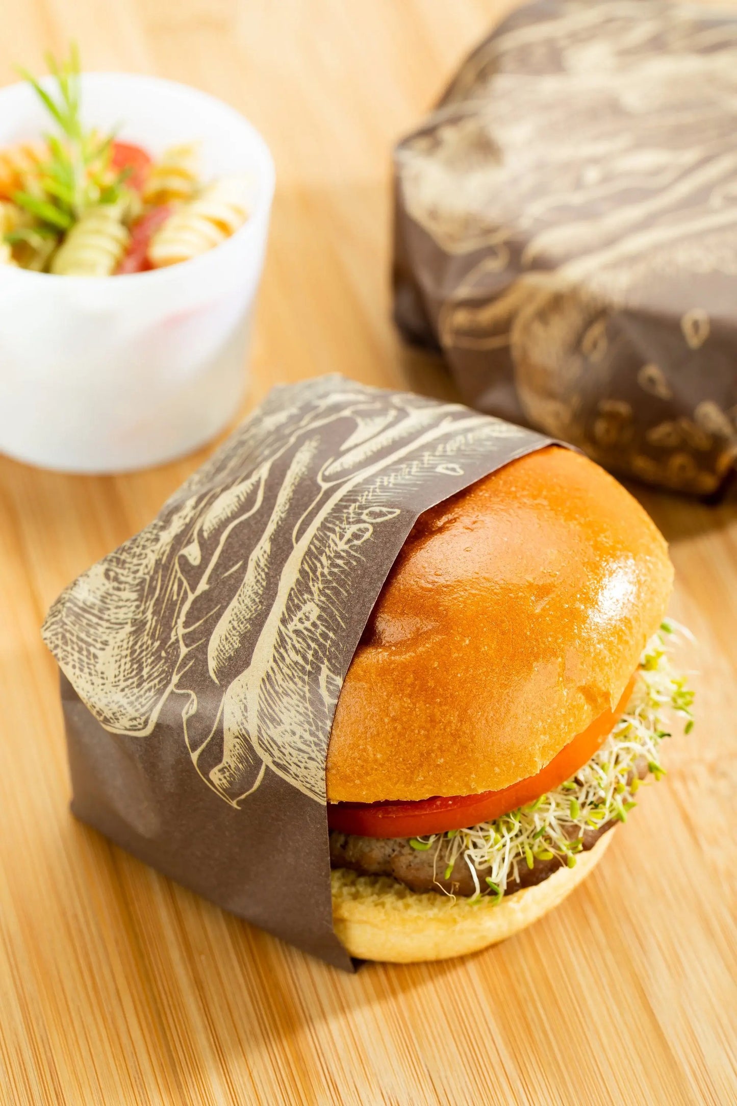 Kraft Paper Burger Wrap and Fry Basket Liner - Juicy and Hot, Greaseproof - 12" x 12" - 500 count box