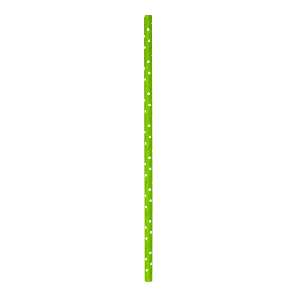 Lime Green Paper Straw - Polka Dots, Biodegradable, 6mm - 7 3/4" - 100 count box - www.ecoware.ae                               