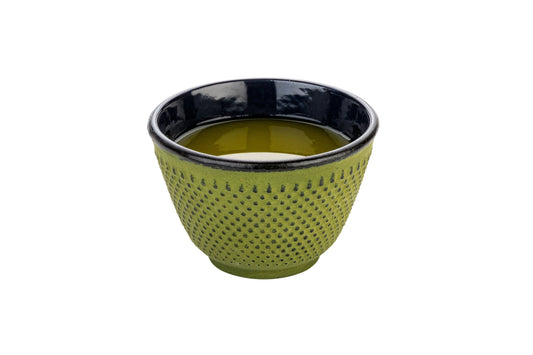 Tetsubin 4 oz Green Cast Iron Tea Cup - Hobnail - 3" x 3" x 3 1/4" - 2 count box