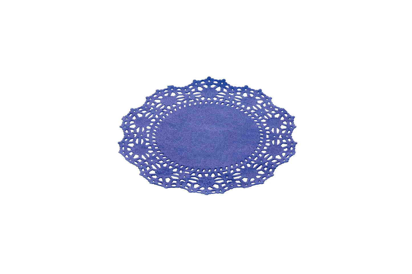 Pastry Tek Navy Blue Paper Doilies - Lace - 4" x 4" - 100 count box - www.ecoware.ae                               