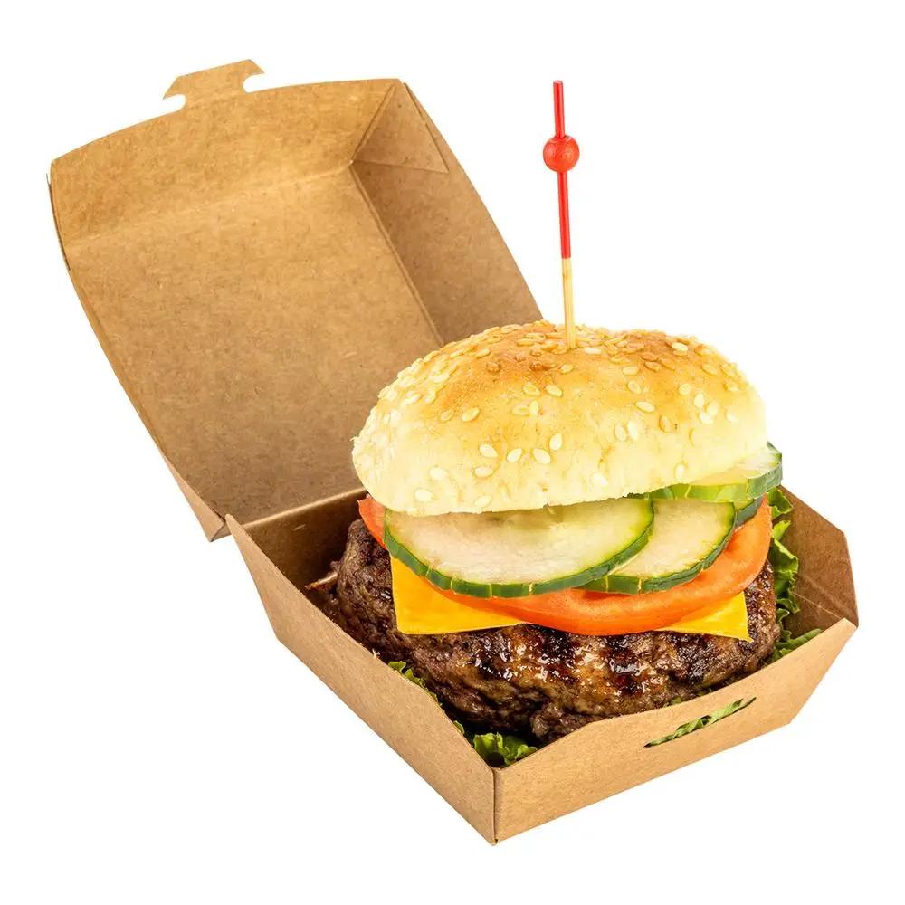 Kraft Paper Mini Burger Box - 2 3/4" x 2 3/4" x 2" - 100 count box