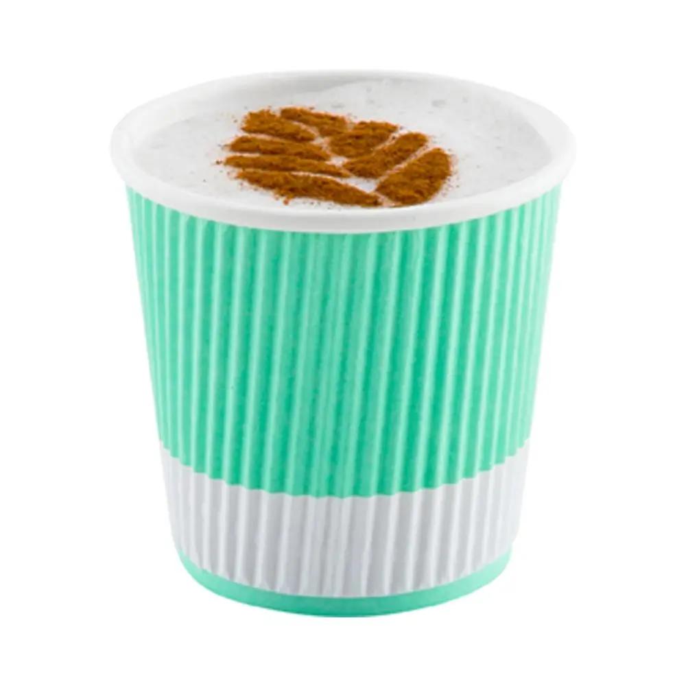 4 oz Light Green Paper Coffee Cup - Ripple Wall - 2 1/2" x 2 1/2" x 2 1/4" - 500 count boxwww.ecoware.ae                               