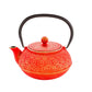 Tetsubin 30 oz Red Cast Iron Teapot - Cherry Blossom - 7 1/2" x 6 1/2" x 4 1/2" - 1 count box