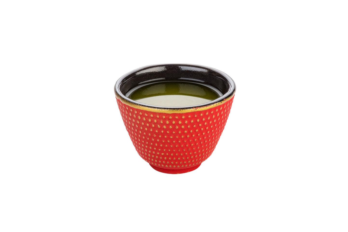 Tetsubin 2 oz Red Cast Iron Tea Cup - Hobnail - 2 1/2" x 2 1/2" x 1 3/4" - 2 count box