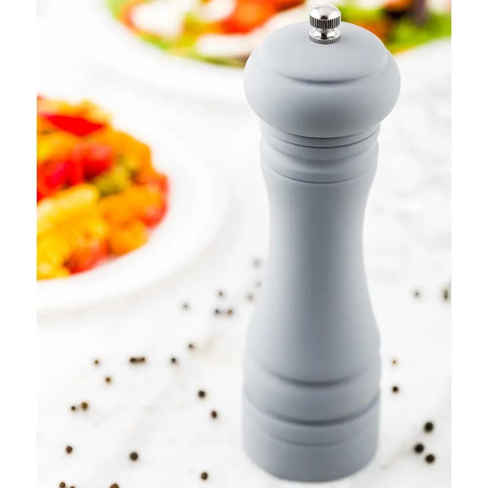 Classic French Gray Wood Pepper Mill - Soft Touch - 2 1/4" x 2 1/4" x 7 1/2" - 1 count box - www.ecoware.ae                               