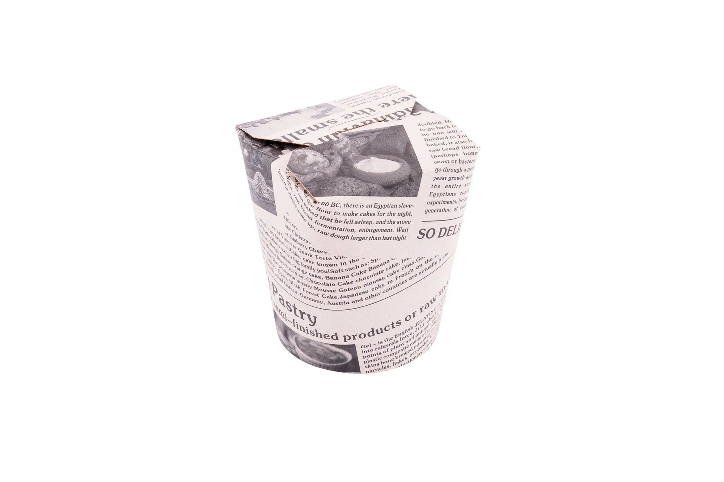 Bio Tek 16 oz Round Newsprint Paper Noodle Take Out Container - 3 1/4" x 3" x 4" - 200 count box
