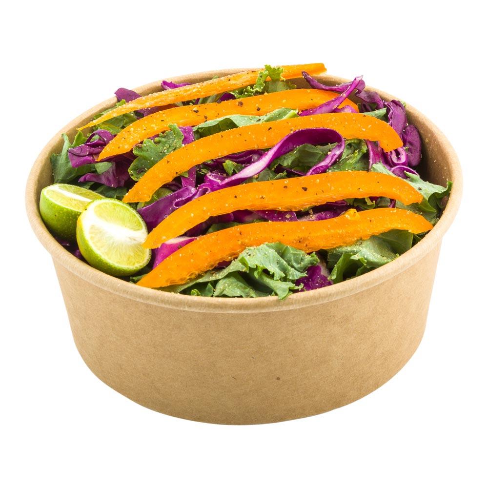 Bio Tek 25 oz Round Kraft Paper Salad Container - 6" x 6" x 2 1/2" - 200 count box