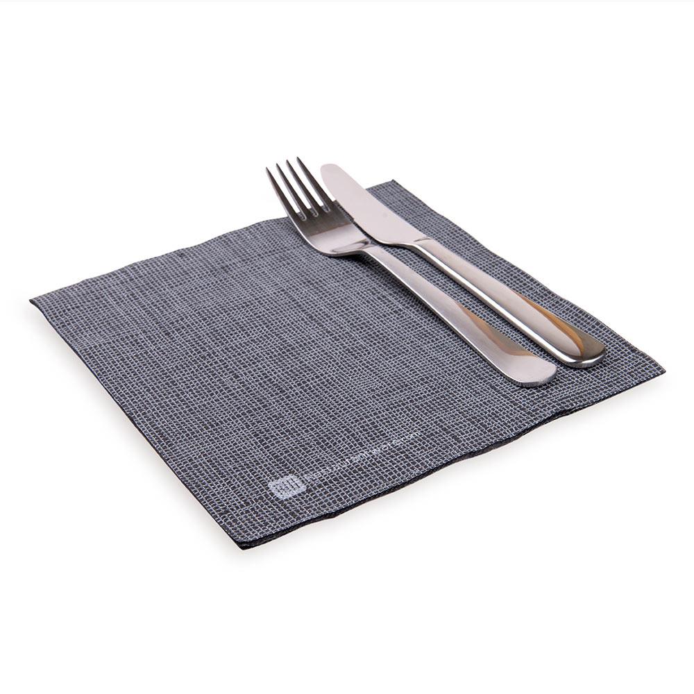 Luxenap Micropoint 2 Ply Disposable Napkins in Black with White Threads 40.64 cm 50 count