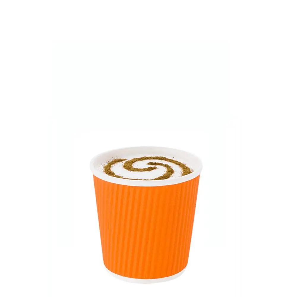 4 oz Tangerine Orange Paper Coffee Cup - Ripple Wall - 2 1/2" x 2 1/2" x 2 1/4" - 500 count box