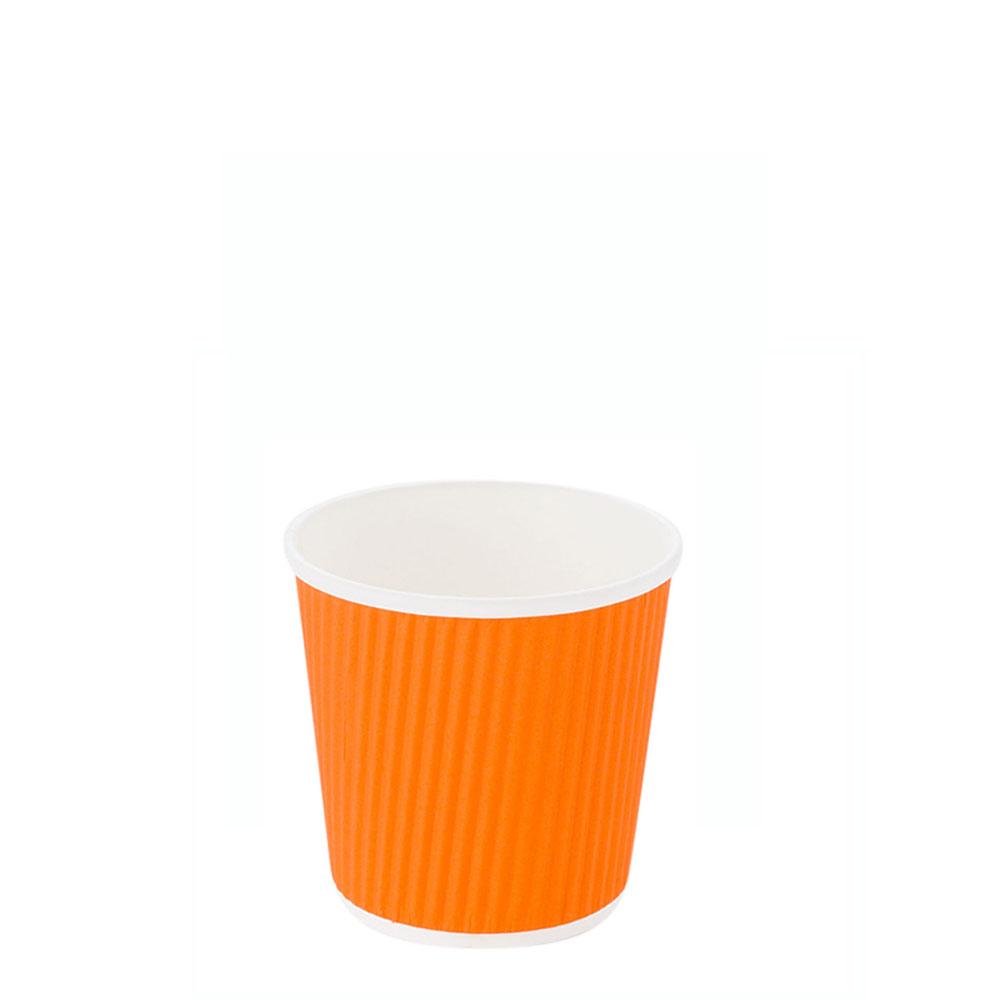 4 oz Tangerine Orange Paper Coffee Cup - Ripple Wall - 2 1/2" x 2 1/2" x 2 1/4" - 500 count box