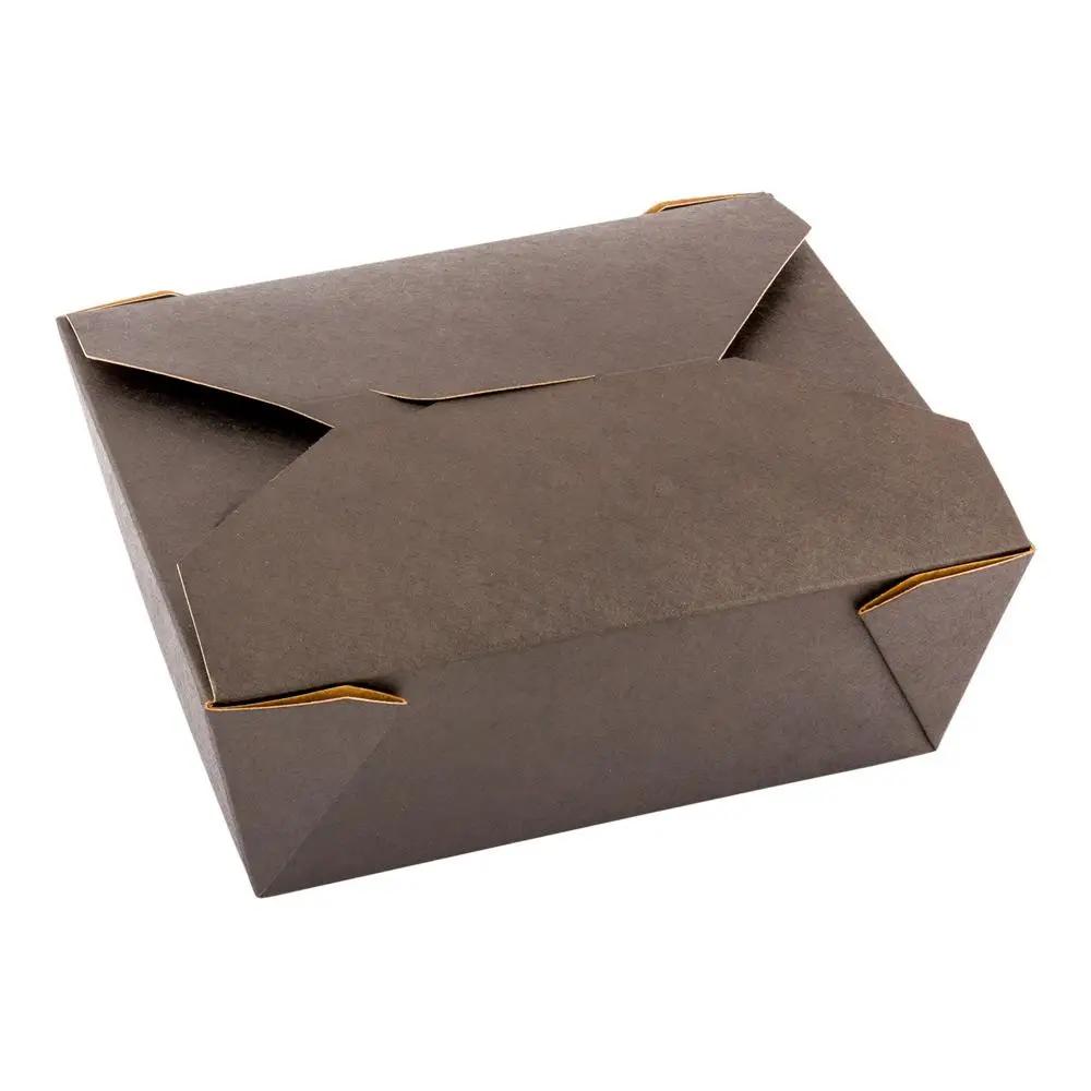 Bio Tek 45 oz Rectangle Black Paper #8 Bio Box Take Out Container - 6 3/4" x 5 1/2" x 2 1/2" - 200 count box