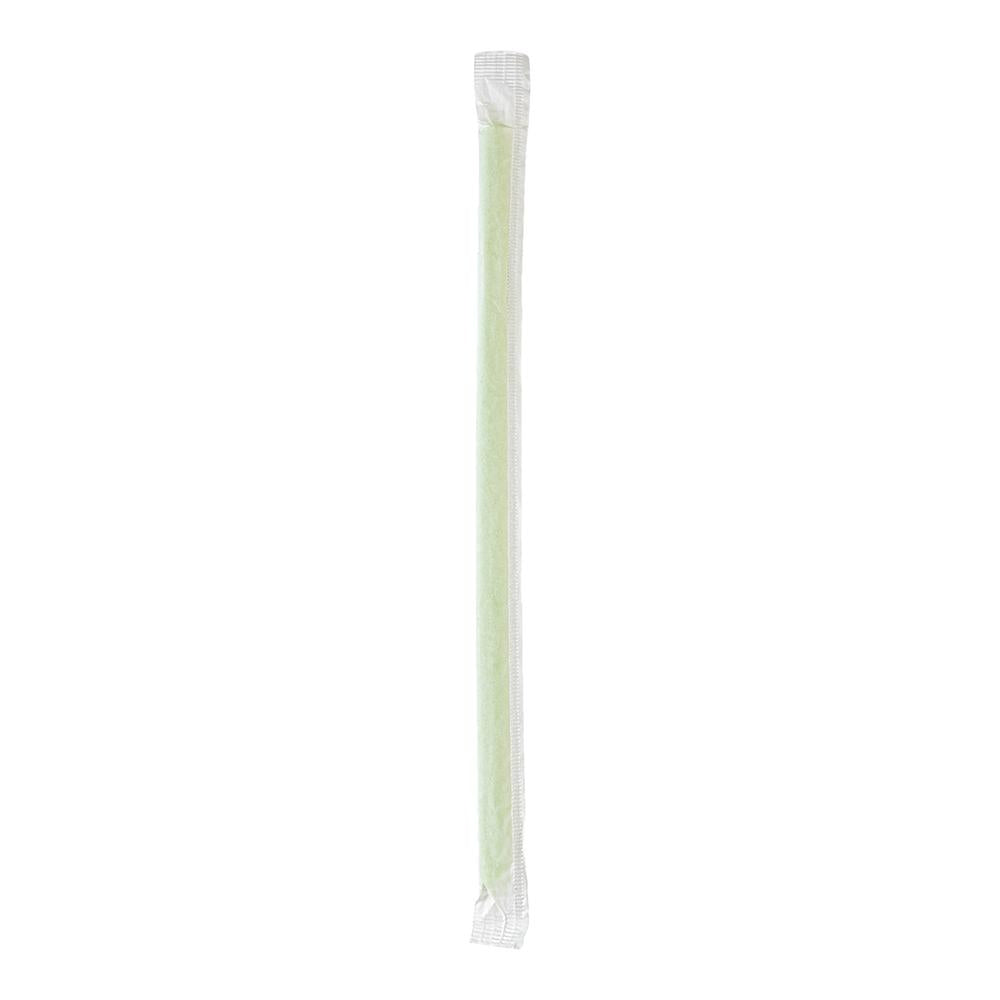 Basic Nature Green PLA Plastic Straw - Wrapped, Compostable - 8 1/4" - 2000 count box
